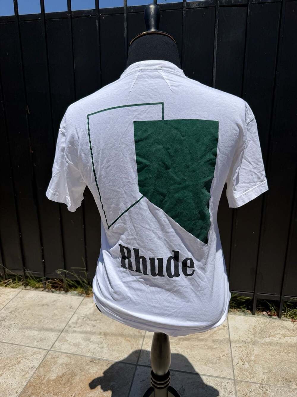 Rhude Moonlight Logo Short Sleeve T-Shirt in White and Green